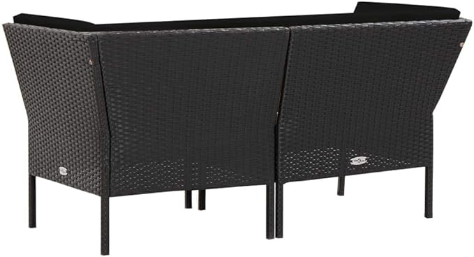 Patio Lounge Set with Cushions,Outdoor Furniture,Outdoor Furniture Sets,Patio Conversation Sets,for Garden,Deck,Backyard,6 Piece Poly Rattan Black
