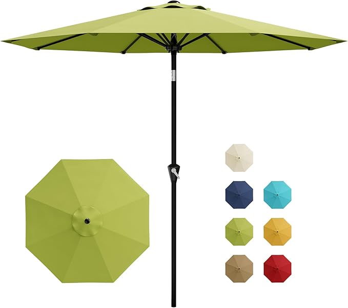 Garvee 9FT Patio Umbrella - Outdoor Table Umbrella with Smooth Crank Lift, Push Button Tilt and 8 Sturdy Ribs - Market Umbrella UV Protection Waterproof for Pool, Deck, Yard, Garden