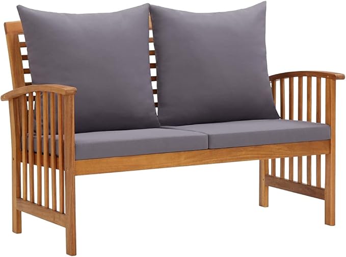 vidaXL Patio Furniture Set 5 Piece, Patio Bench Seat with Coffee Table, Wooden Dining Set for Garden Balcony Porch, Modern, Solid Wood Acacia