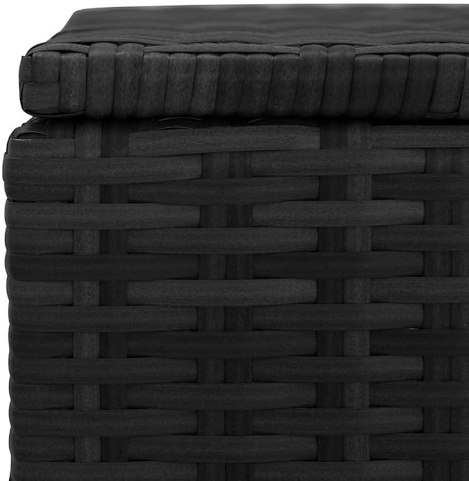 Poly Rattan Patio Storage Box Black 59x19.7x23.6 Inches, Outdoor Storage Bench with High Load-Bearing Capacity for Cushions Pillows and Blankets