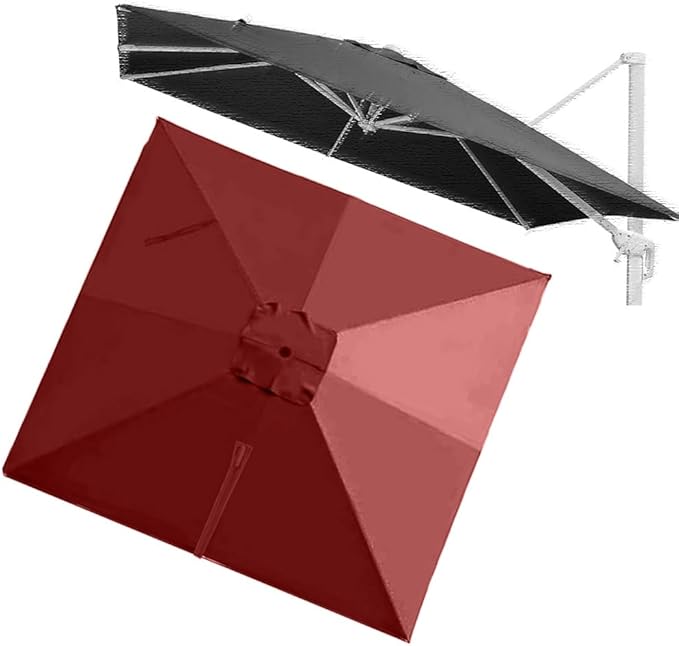 Patio Umbrella Replacement Canopy, 250x250cm Square Offset Umbrella Cover, 8 Rib Cantilever Umbrella Replacement Canopy for Outdoor Garden, Deck and Patio