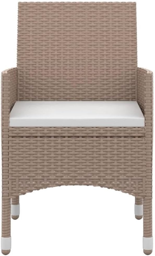 Afuera Living Contemporary PE Rattan Patio Dining Set, Beige Finish, 5-Piece Weather-Resistant Outdoor Furniture with Cushioned Seats, Square Table and 4 Chairs, Modern Garden or Balcony Use