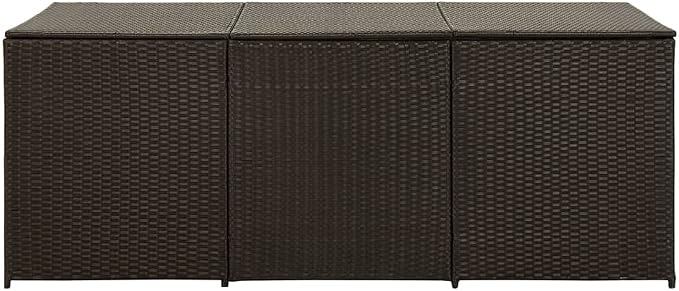 Outdoor Storage Box, Patio Rattan Deck Box, Wicker Storage Bin Deck Box, Poly Rattan Patio Storage Chest with Hinged Lid for Cushions, Pillows, 70.9"x35.4"x27.6" Brown