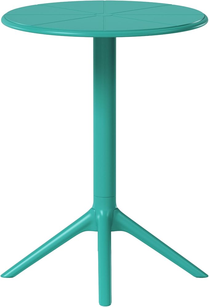 WestinTrends Playa 23.5" Outdoor Polypropylene Resin Round Patio Bistro Dining Table for 2, Turquoise