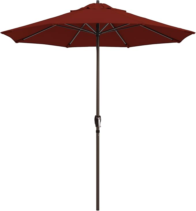 California Umbrella 12-Year Protection 7.5-Ft Outdoor Patio Umbrella, Sunbrella Fade-Resistant Fabric, Auto-Tilt, Heavy Duty Aluminum Frame, 8 Reinforced Ribs for Pool or Deck, Bronze Pole, Terracotta