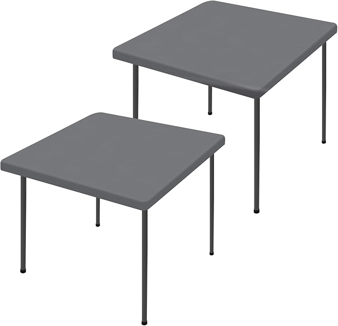Moosfor Spandex Picnic Table Cloth 2 Pack, Elastic Fitted Tablecloths for Square Tables, Stretch Washable Patio Table Cover for Outdoor, Camping, Banquet and Parties (Grey, 34"x34")