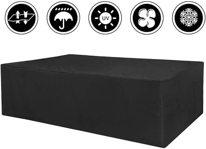 FLR 66x36x27in Patio Table Cover Veranda Rectanguler Black Waterproof Outdoor Dinner Protector Dust-Proof Table Desk Cover Furniture Covers with Storage Bags for Garden Outdoor Indoor Furniture Table
