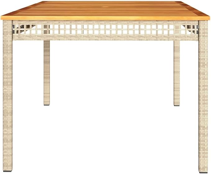 Patio Table & Picnic Table Beige PE Rattan Poolside Table Outdoor Table for Garden Backyard Patio 70.9 x 35.4 x 29.5 in