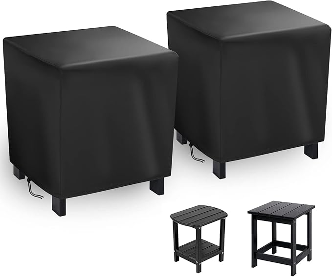 Outdoor Small Side Table Cover, 2 Pack 19 Inch Patio Small Side Table Cover for Outside,Waterproof Patio Smalls Furniture Covers - 19 x 15 X 18 Inch