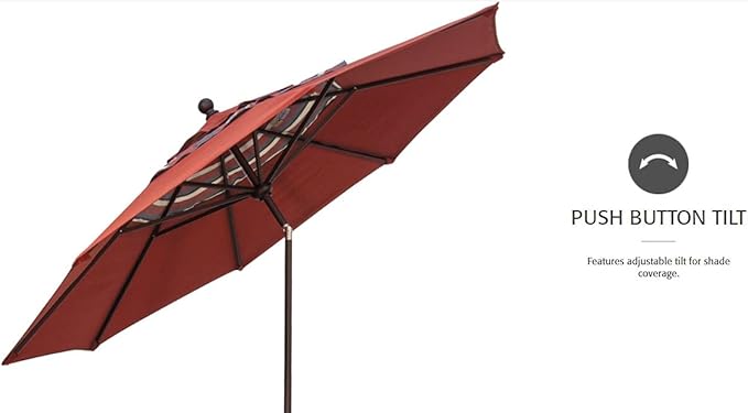 Treasure Garden Push Button Tilt Octagon Umbrella, 9ft - Outdoor Patio, Deck, Pool, Backyard Stand Alone Umbrella - Heavy Duty w/Black Frame & Obravia2 Fabric (Cobalt)