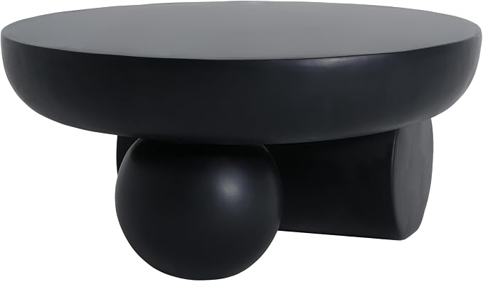 Christopher Knight Home Rico 27.5" Outdoor Coffee Table with Spherical and Cylinder Leg, MGO Round End Table with Ball Legs, No Assembly Patio Table for Poolside/Balcony/Backyard, Black