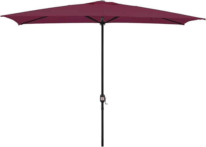 ABBLE Outdoor Patio Umbrella 10Ft x 6.5 Ft Rectangular with Crank, Weather Resistant, UV Protective Umbrella, Durable, 6 Sturdy Steel Ribs, Market Outdoor Table Umbrella, Burgundy