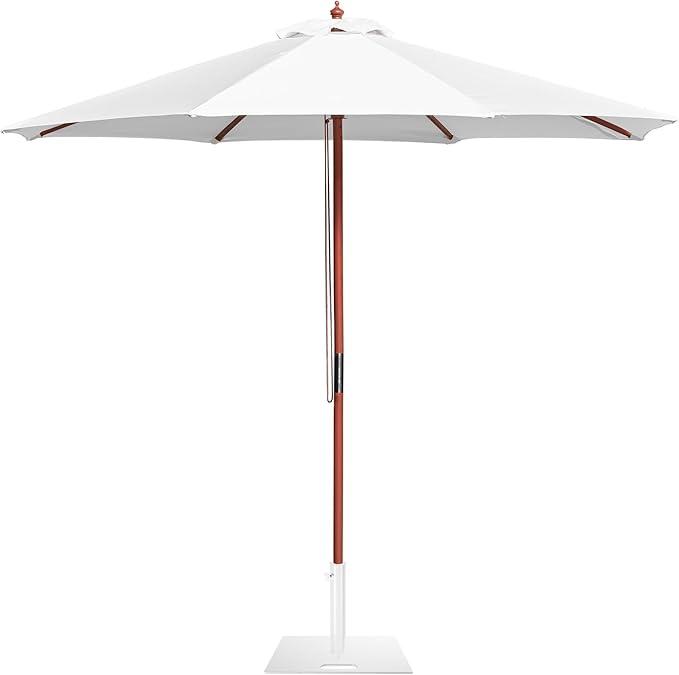 Yescom 9ft Coastal Solid Wood Umbrella Pulley Lift Commercial Base with Wheel Included for Seaside Restaurant Terrace Poolside Beach Club