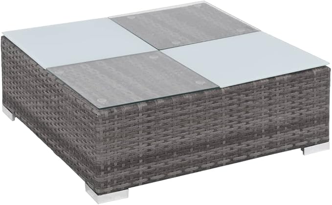 8 Piece Patio Lounge Set with Cushions, Patio Conversation Set Porch Furniture Set Sectional Sofa Outdoor Dining Sets for Garden Poolside Exhibition Piazza Poly Rattan Gray