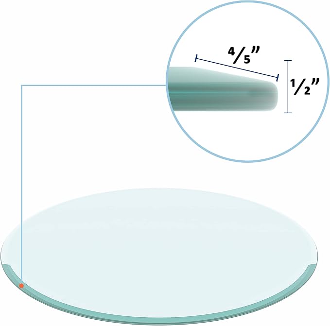 Meihua Glass Table Top, 36 Inch Round 1/2" Thick Beveled Polished Edge, Tempered Glass Table Outdoor for 360 Degree Rotatable.