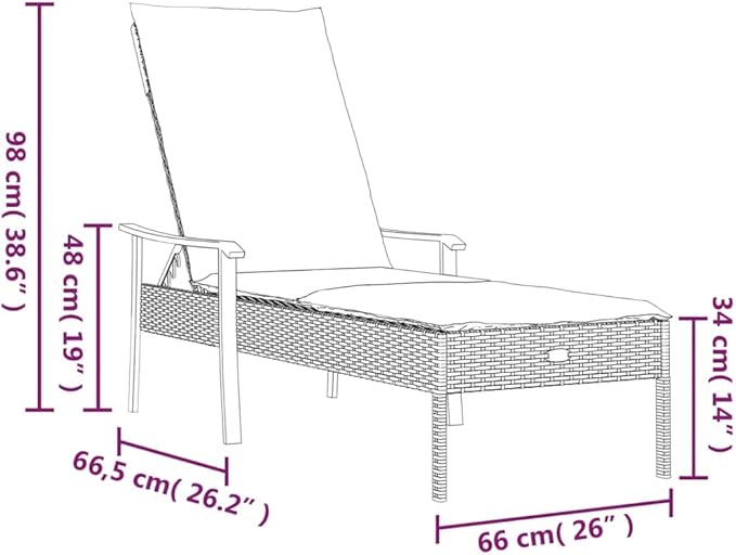 Sun Lounger with Cushion Gray Poly Rattan, Outdoor Patio Sectional, Outdoor Sofa Set, Furniture Conversation Sets, Outdoor Porch Furniture for Balcony, Yard