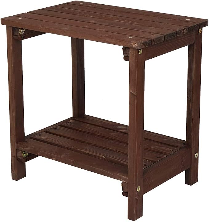 Rectangular Fir Wood Side Table, Light Brown Outdoor/Indoor End Table for Patio, Living Room, or Bedroom 20x14x20 Inch