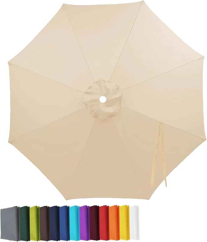 Garden Umbrella Replacement Canopy, Patio Umbrella Cover, 6.6ft-13ft Water Resistant Yard Parasol Top Cover, 6 Ribs 8 Ribs Beach Umbrella Canopy for Outdoor Poolside Balcony