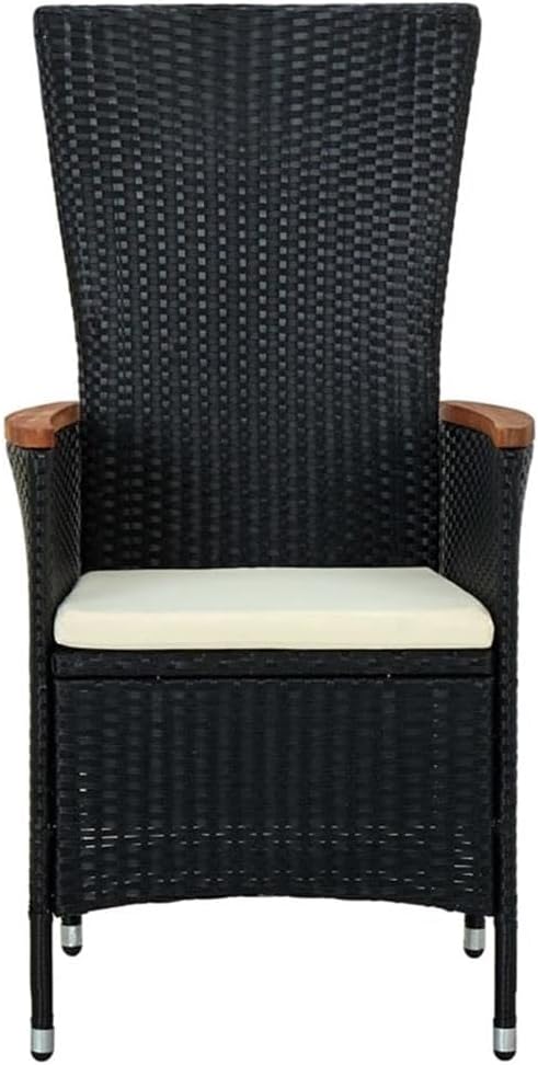 BOWERY HILL Contemporary Patio Dining Set, Weather-Resistant PE Rattan, Black Finish, Powder-Coated Steel Frames, Includes Square Table and 4 Chairs with Cushions, Outdoor Use for Garden or Terrace