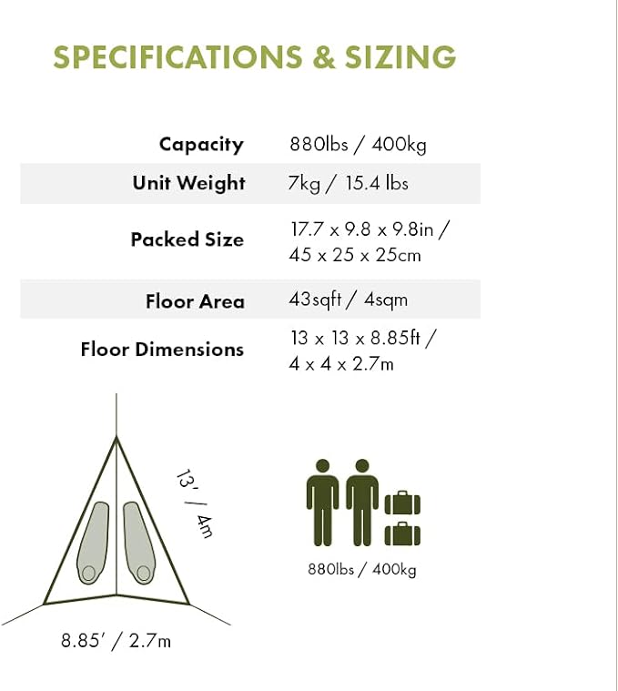 Tentsile Duo 2P Double Hammock – Camping and Lounging Hammock for Backyards, Festivals, Roo, Picnics, Outdoor Campouts, Black, Two Person, Designed in the UK (2024)