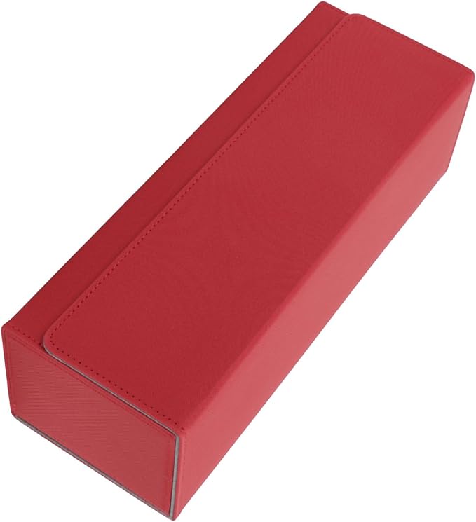 Card Storage Box, PU Leather Magnetic Closure Deck for 400+ Cards with Felt Lining, Elegant Design for Game Tarot Cards Storage (Red)