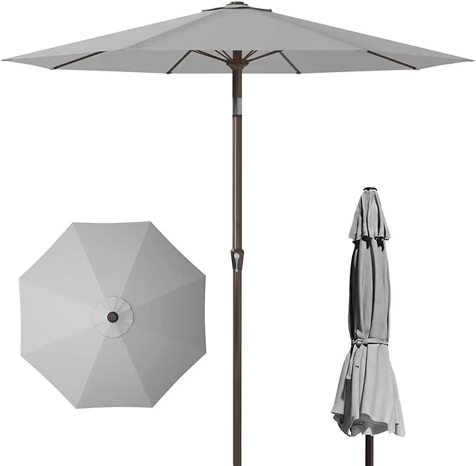 PatioKingdom 11FT Patio Umbrella,Outdoor Umbrella with Push Button Tilt and Crank,Market Table Umbrella with 8 Sturdy Fiberglass Ribs UV Protection