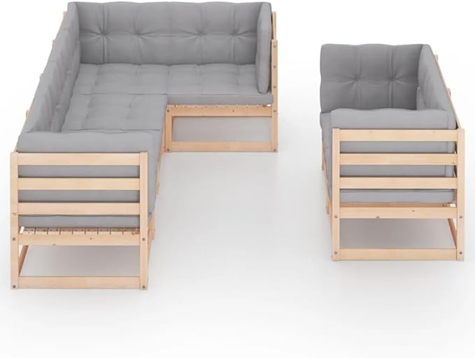 7 Piece Patio Lounge Set with Cushions, Outdoor Sofa Sets Front Porch Furniture Patio Conversation Set Outdoor Dining Sets for Exhibition Poolside Negotiation Area Garden Solid Pinewood