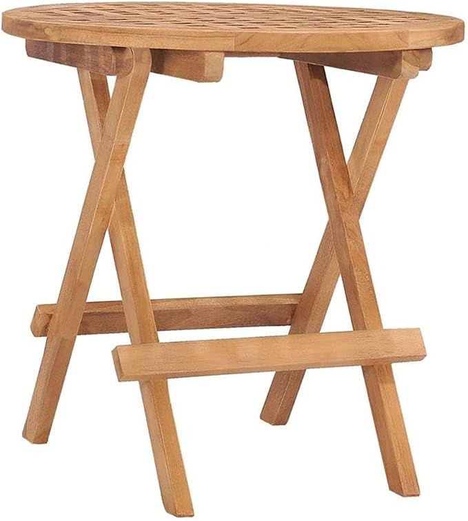 Afuera Living 3-Piece Folding Patio Dining Set, Solid Teak Wood, Taupe Finish, Round Table with 2 Foldable Chairs, Weatherproof Cushions, Compact Outdoor Furniture for Garden, Terrace, Small Spaces