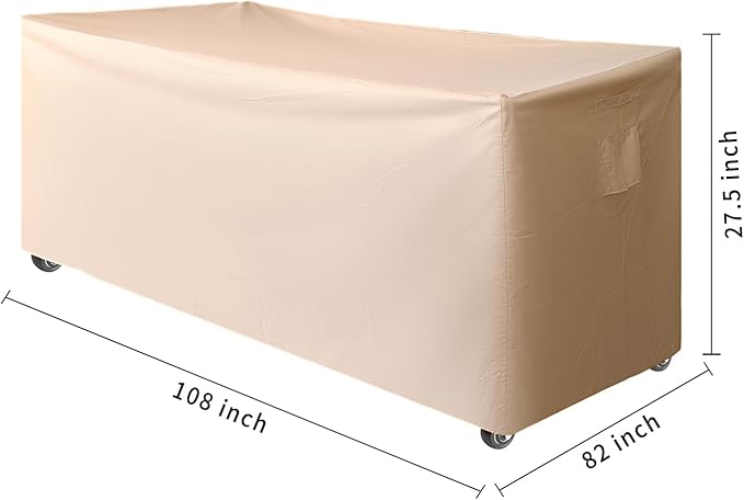 Outdoor Loveseat Cover,Waterproof for Outdoor Couch Cover, Outdoor Sofa Covers, Patio Furniture Covers, Patio Furniture Set, 108" W x 82" D x 27.5" H Beige