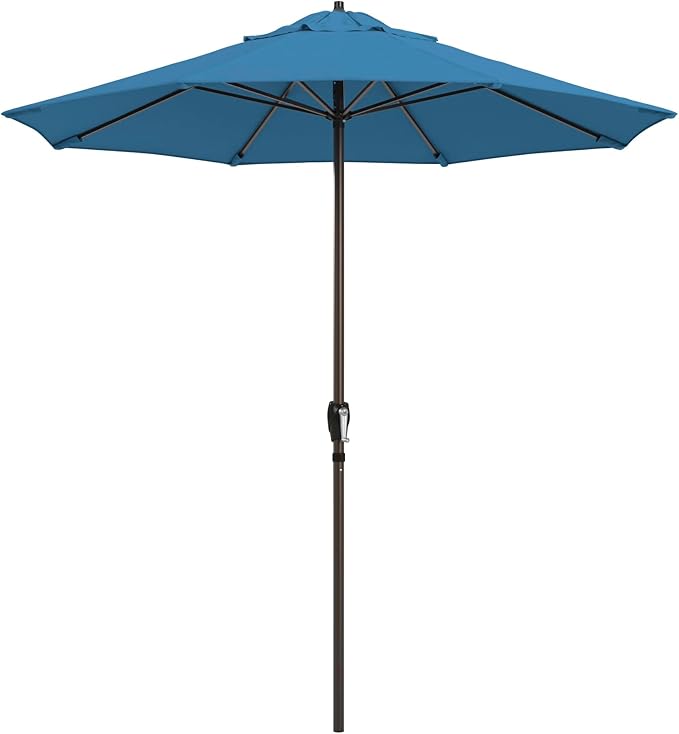 California Umbrella 10-Year Protection 7.5 Ft Outdoor Patio Umbrella, Pacifica Fade-Resistant Fabric, Auto-Tilt, Heavy Duty Aluminum Frame, 8 Reinforced Ribs for Pool or Deck, Bronze Pole, Capri