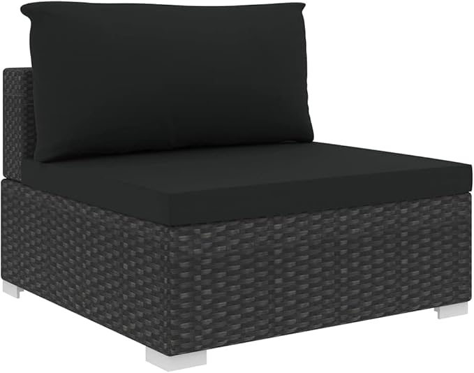 Patio Lounge Set with Cushions,Outdoor Furniture,Outdoor Furniture Sets,Patio Conversation Sets,for Garden,Deck,Backyard,4 Piece Poly Rattan Black