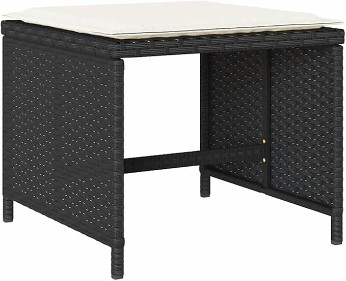 Afuera Living 11 Piece Poly Rattan Garden Dining Set, Black and Brown Finish, Acacia Wood Table, UV-Resistant PE Rattan, Removable Cushions, Seats 10, Outdoor Patio Furniture for Backyard or Sunroom
