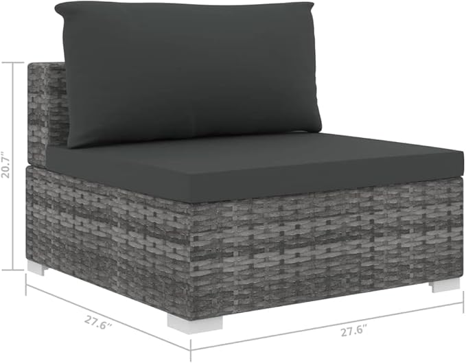 6 Piece Patio Lounge Set with Cushions, Outdoor Dining Sets Front Porch Furniture Patio Conversation Set Outdoor Sofa Sets for Piazza Negotiation Area Poolside Garden Poly Rattan Gray