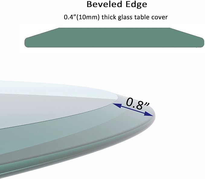 24" Round 3/8" Inch Thick Tempered Glass Table Top - Beveled Edge Clear