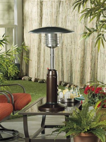 Hiland HLD032-CG Portable Table Top Patio Heater, 11,000 BTU, Use 1lb or 20Lb Propane Tank, Bronze/Gold Hammered Finish