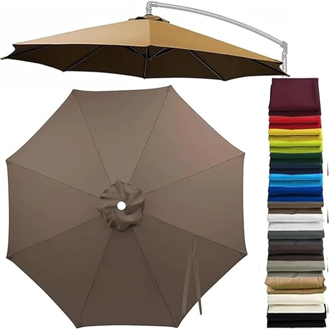 Patio Cantilever Umbrella Replacement Canopy Round 8ft/10ft 8Ribs,Replacement Parasol Canopy Cover with Fade Resistant for Market Table Backyard Garden
