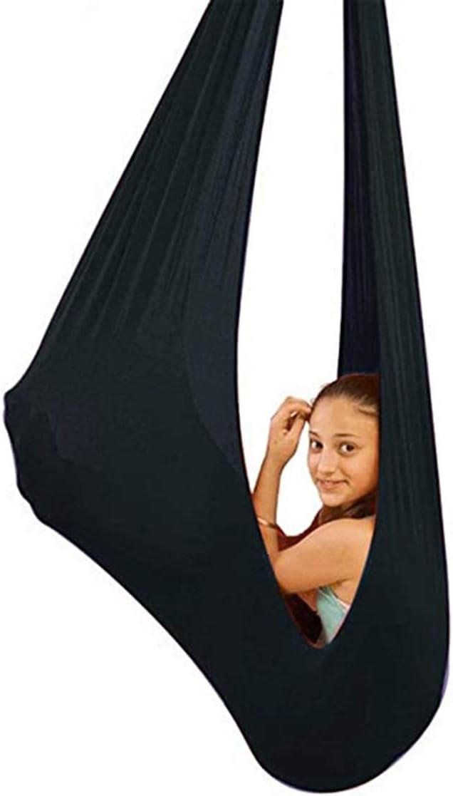 Indoor Sensory Therapy Swing Set Hanging Cuddle Hammock Chair for Kids Children Special Needs ADHD Autism Toys Up to 200kg (Color : Black, Size : 100 x 280 cm)