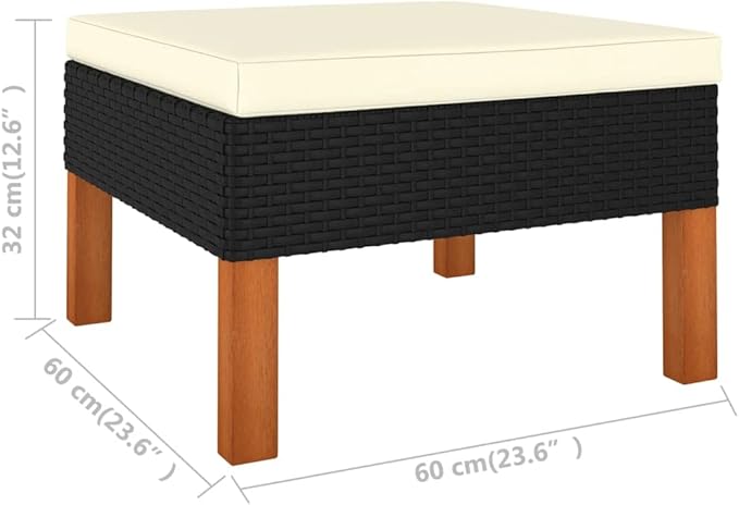 6 Piece Patio Lounge Set with Cushions, Porch Furniture Set Patio Conversation Set Front Porch Furniture Outdoor Dining Sets for Exhibition Piazza Garden Negotiation Area Poly Rattan Black