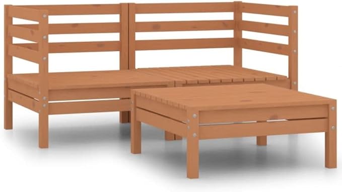 Patio Lounge Set,Wooden Sofa,Outdoor Furniture,Patio Conversation Sets,Outdoor Furniture Sets,for Garden,Deck,Backyard,3 Piece Solid Pinewood Honey Brown