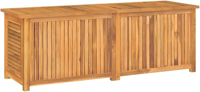 Teak Wood Garden Storage Box with Louvered Doors 4-Piece Set for Outdoor Storage and Garden Organization