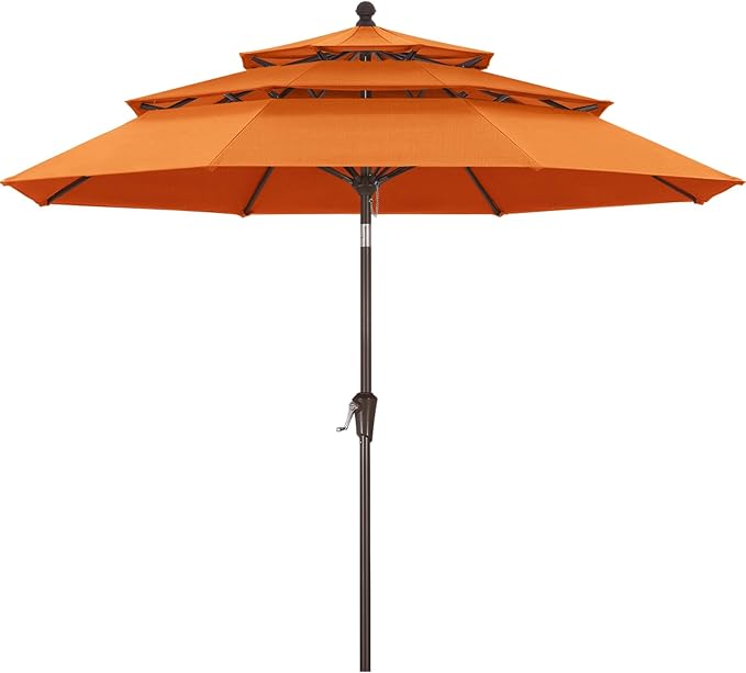 ABCCANOPY 5-Year 10-Year No Fading 9FT 3 Tiers Patio Umbrella, Outdoor Table Umbrella with 8 Sturdy Ribs for Deck, Backyard, Garden, Yard