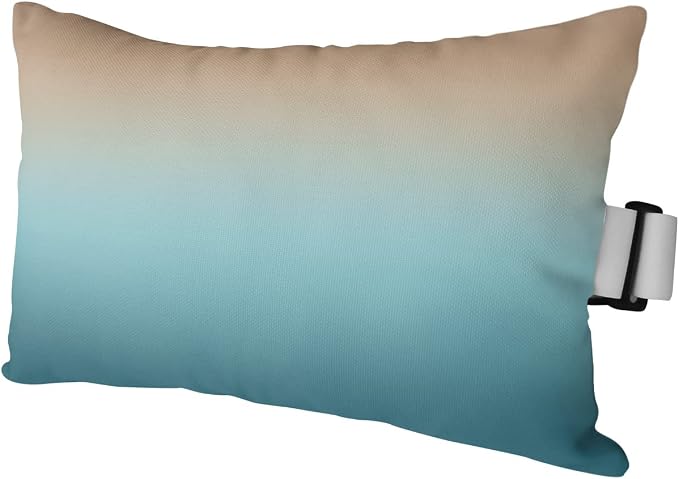 Outdoor Chaise Lounge Head Pillow, Ombre Brown Turquoise Throw Pillow Soft Lumbar Pillows with Elastic Straps and Insert, 2 Pack Headrest Cushion for Patio Pool Beach Abstract Painting 11"x16"