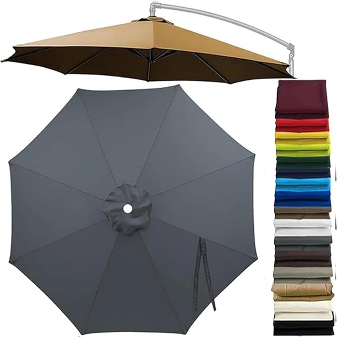 Patio Cantilever Umbrella Replacement Canopy Round 8ft/10ft 8Ribs,Replacement Parasol Canopy Cover with Fade Resistant for Market Table Backyard Garden