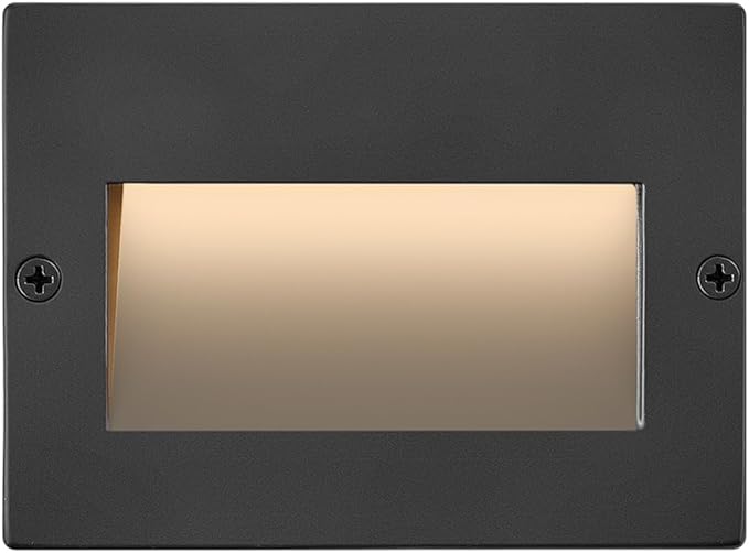 Hinkley Taper 12V Horizontal Step Light, Wet Rated, Stainless Steel Construction, Recessed Mount, Etched Lens, ADA, Matte Black Stainless Finish