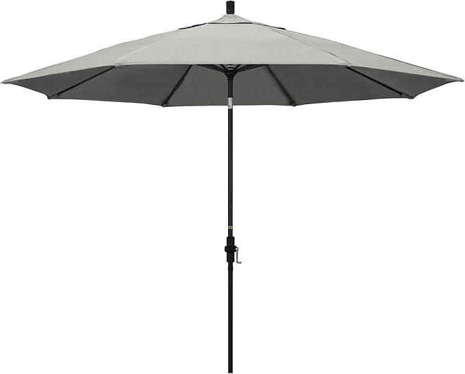 California Umbrella 11Ft Premium Sunbrella Patio Umbrella, Hand-Crank, Tilt-Collar, Black Frame, Granite Fabric