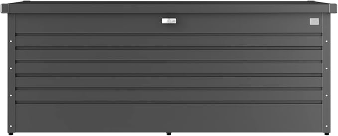 Biohort Leisure Time 210 Gallon Metal Deck Box, Dark Gray | 71 L x 31 W x 27.9 H, Durable Large Outdoor Storage, Locking, Waterproof, Soft Close, Tools, Cushions, Pool, 20 Year Warranty