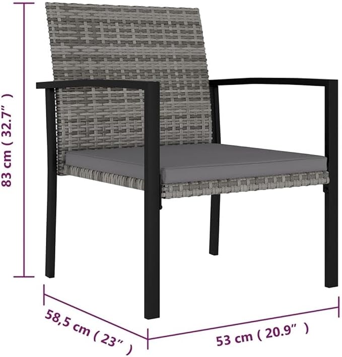 BOWERY HILL 5-Piece Patio Dining Set, Gray Poly Rattan, Weather-Resistant Outdoor Furniture with Cushioned Seating, Powder-Coated Steel Frame, Modern Garden or Backyard Set for 4 People Dining