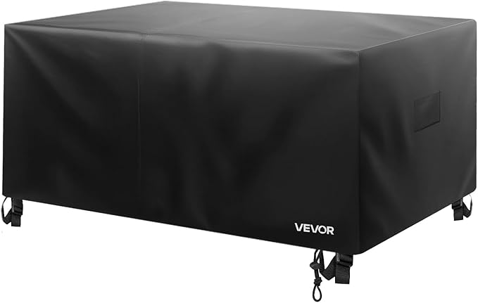 VEVOR Patio Furniture Cover, 420D Heavy Duty Waterproof Outdoor Dining Table and Chairs Cover, Large Squre Patio Table Covers with Air Vent for All Weather, 126L x 126W x 32H inch, Black