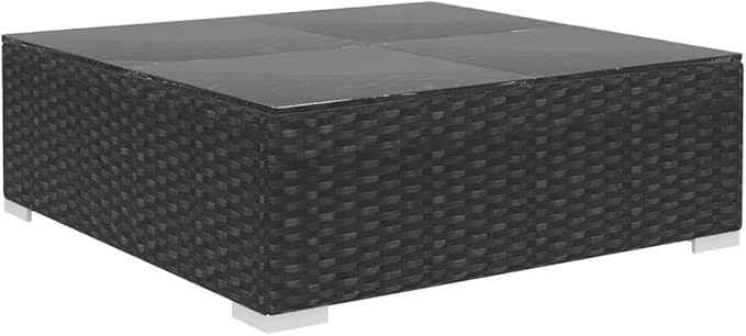 7 Piece Patio Lounge Set with Cushions,Couch Patio Conversation Sets Outdoor Furniture Combination Sofa for The Patio, Deck, Front Porch, Poolside or Balcony Poly Rattan Black