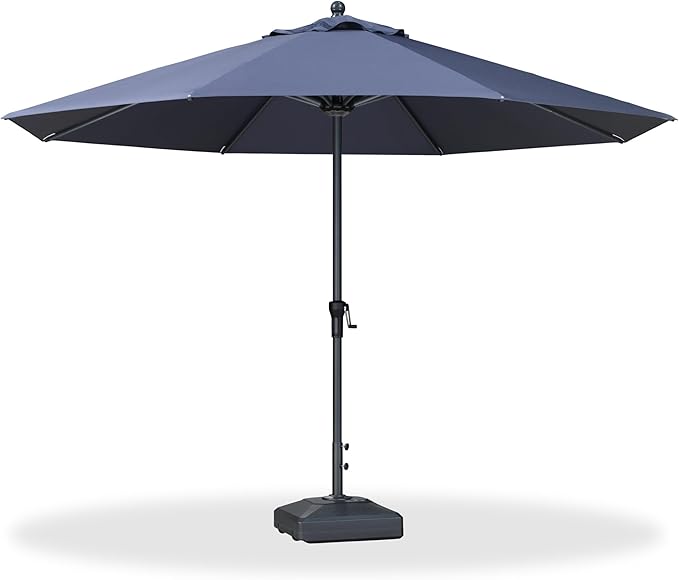PURPLE LEAF 11' Round Patio Umbrella Outdoor Table Umbrella Aluminum Frame Market Umbrella Sun Umbrella with 8 Sturdy Ribs for Garden Deck Lawn Pool Navy Blue